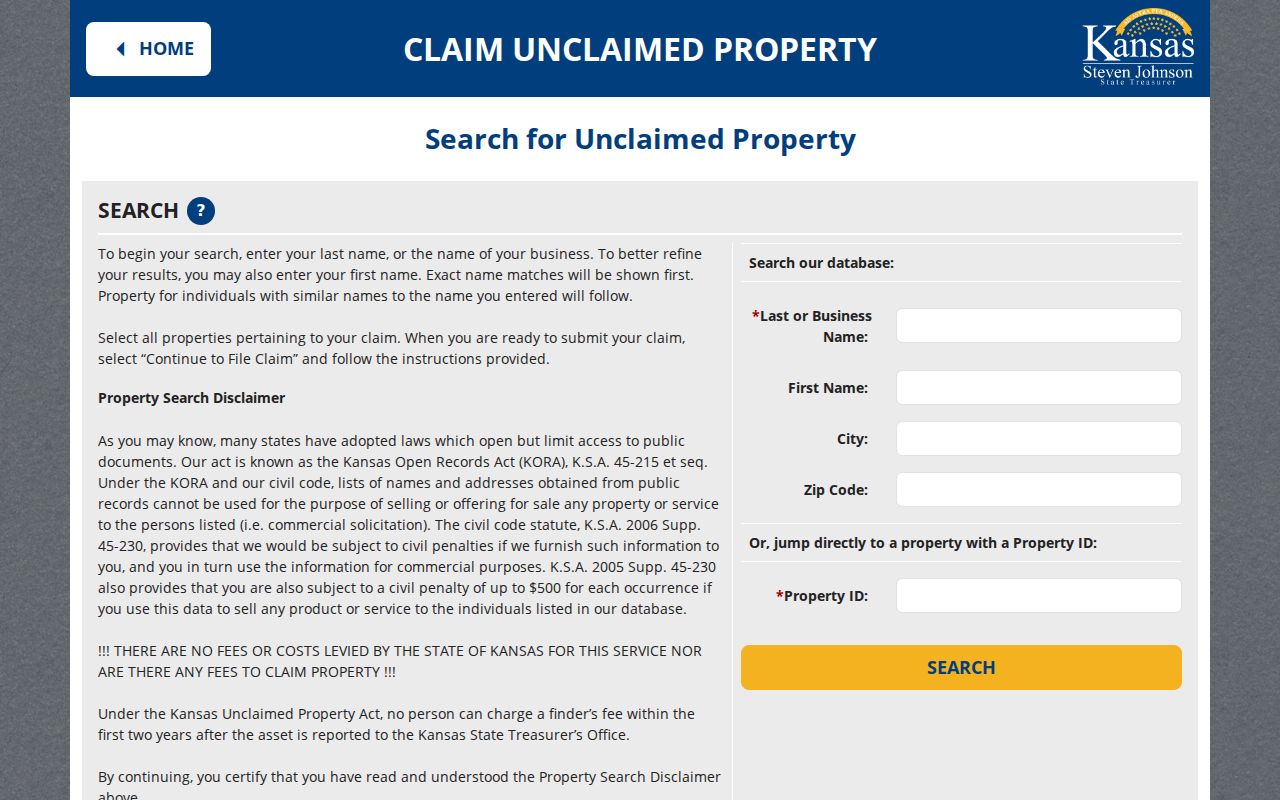 Salina residents directory Kansas unclaimed property lookup