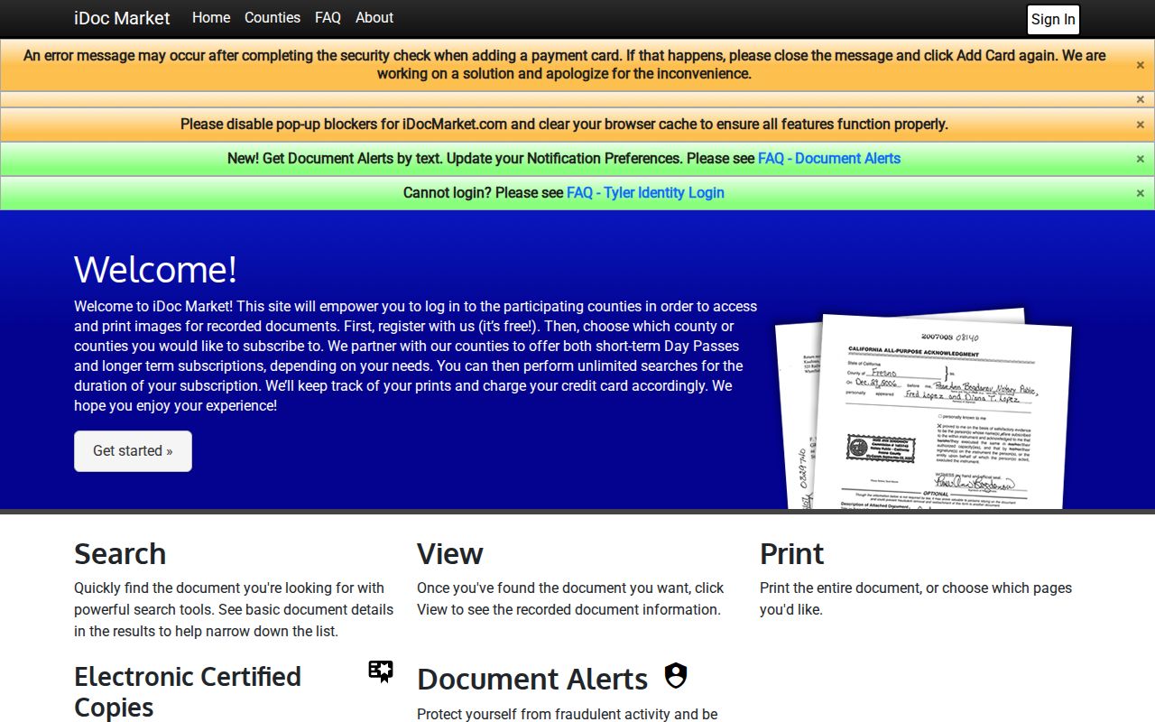 iDoc Market Saline County selector for tracing previous Salina owners